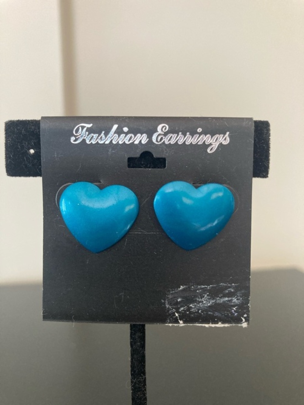Fashion Jewelry Teal Blue Heart Stud Earrings